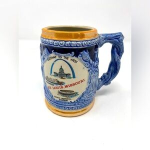 St Louis Missouri Souvenir Beer Stein Mug Busch Stadium Gateway Arch